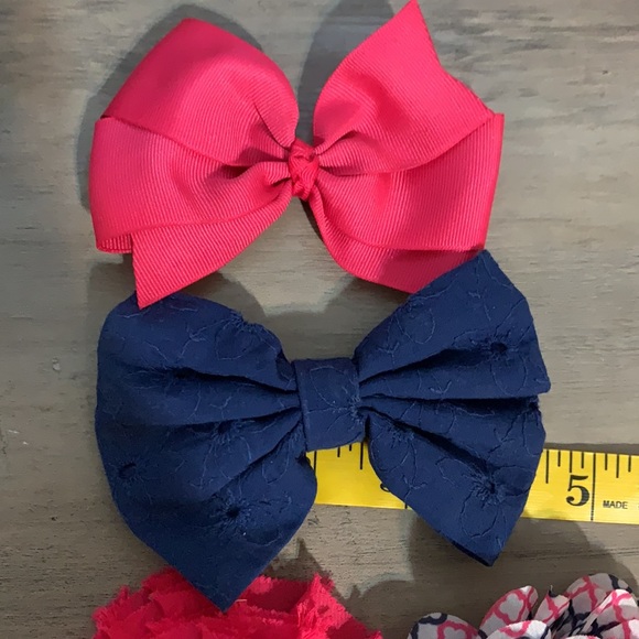 Hair bows & Flowers fuchsia and navy set (5) used - Picture 7 of 7